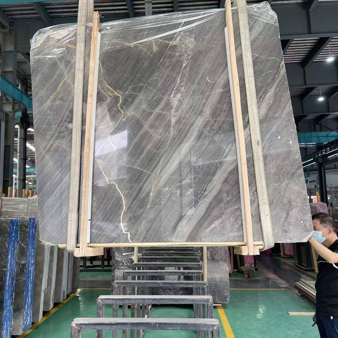 艾克斯木纹定制大理石板45度灰斜纹背景墙石材茶几桌面板加工定