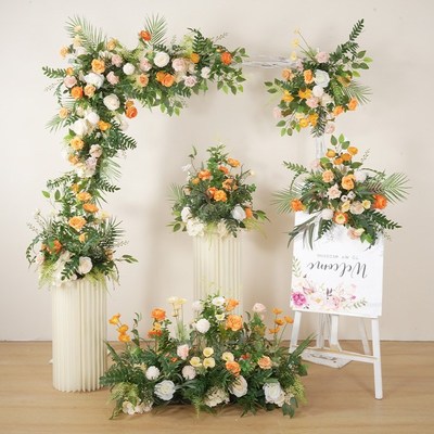 婚庆仿真小清新地排花舞台t台装饰路引花婚礼堂拱门装饰挂花仿真