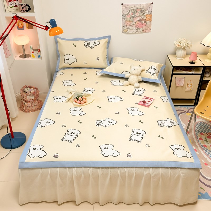 原野春荞冰丝席三件套夏季凉感家用床单款凉席大版卡通空调软席子