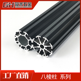 黑色挂画展架立柱40小孔大孔八棱柱铝材会展搭建书画展板八槽圆柱