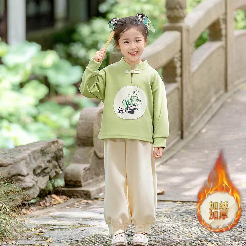 正品童汉服套女装孩新中式国风秋装新款儿童装男加厚装演出唐服兄