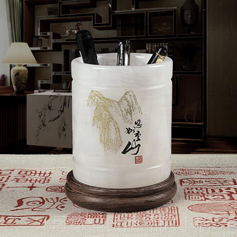 正品教师节实用礼物众刻字定制送老师笔筒小高级感石桌面摆玉件谢