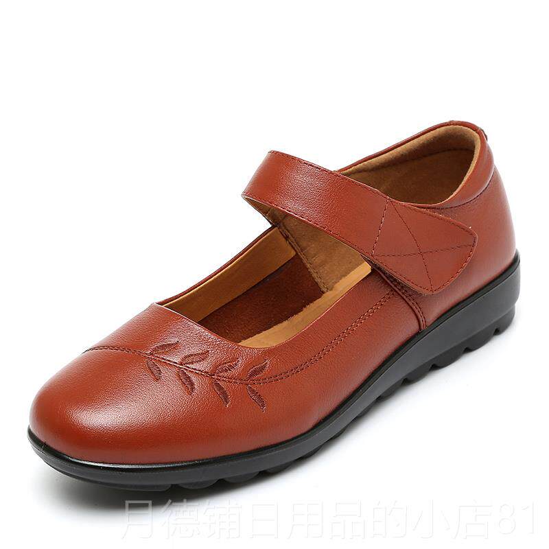 正品织老人皮鞋女真皮舒丽适奶年奶子软鞋底妈妈鞋春秋款中老女鞋