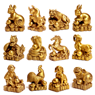 易水阁铜器鼠牛虎兔龙蛇马羊猴鸡狗猪铜摆件十二生肖家居创意摆件