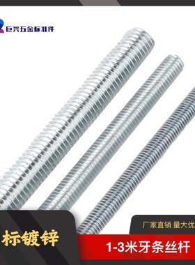 纯国标镀锌牙条丝杆通丝螺纹全丝螺杆1米3米悬吊式天花板全扣丝m8