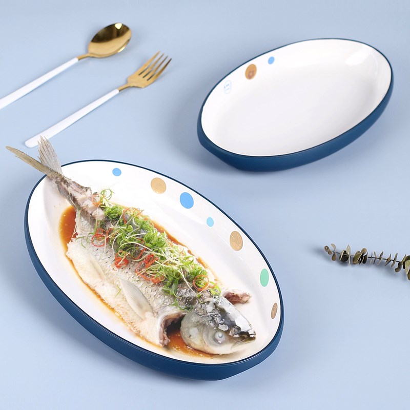 鱼盘陶瓷蒸鱼盘创意装长盘子家用剁椒鱼头专用2021新款大号烤鱼盘