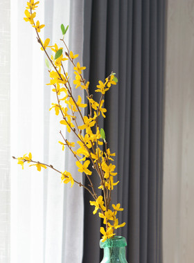 黄色迎春花落地高仿真花装饰假花长枝客厅落地摆设高枝大娟花兰花