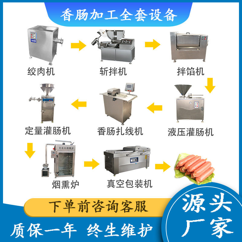 香肠加工全套设备台烤连续灌肠设备火腿肠成套设备红肠加工流水线