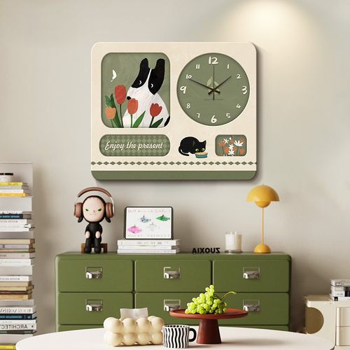 法式中古风电表箱装饰画带钟表免打孔2024新款餐厅复古遮挡挂画