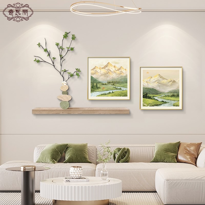 日照金山客厅装饰画山水风景沙发背景墙挂画2024新款现代简约壁画