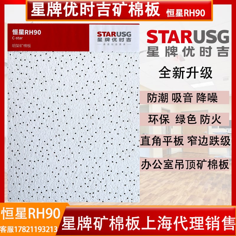 星牌优时吉矿棉板恒星R0办公室吸音矿棉板00x00吊顶针孔花纹