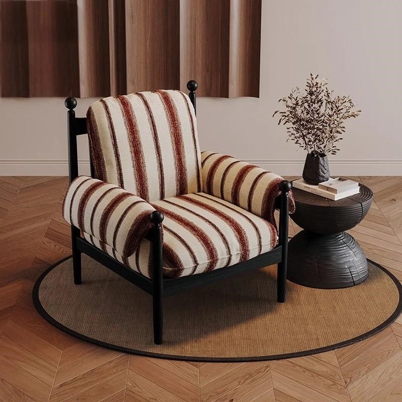 【中古赤乌椅】法式客厅单人沙发复古设计师实木休闲靠背椅csgd