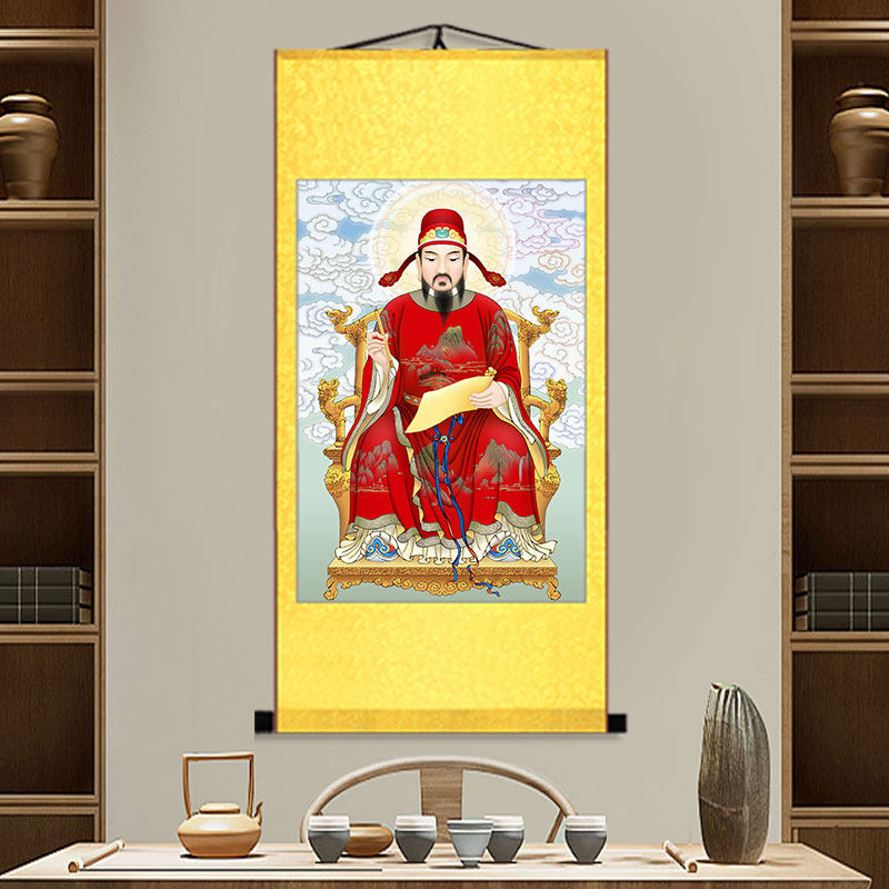 文昌帝君画像文曲星挂画客厅书房学校走廊卷轴壁画刘守真墙贴画像