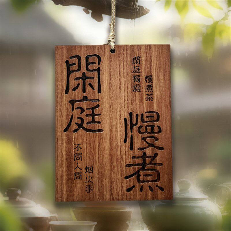 实木刻字木牌定制庭院小院凉亭茶室阳台复古装饰挂牌墙上提示标语