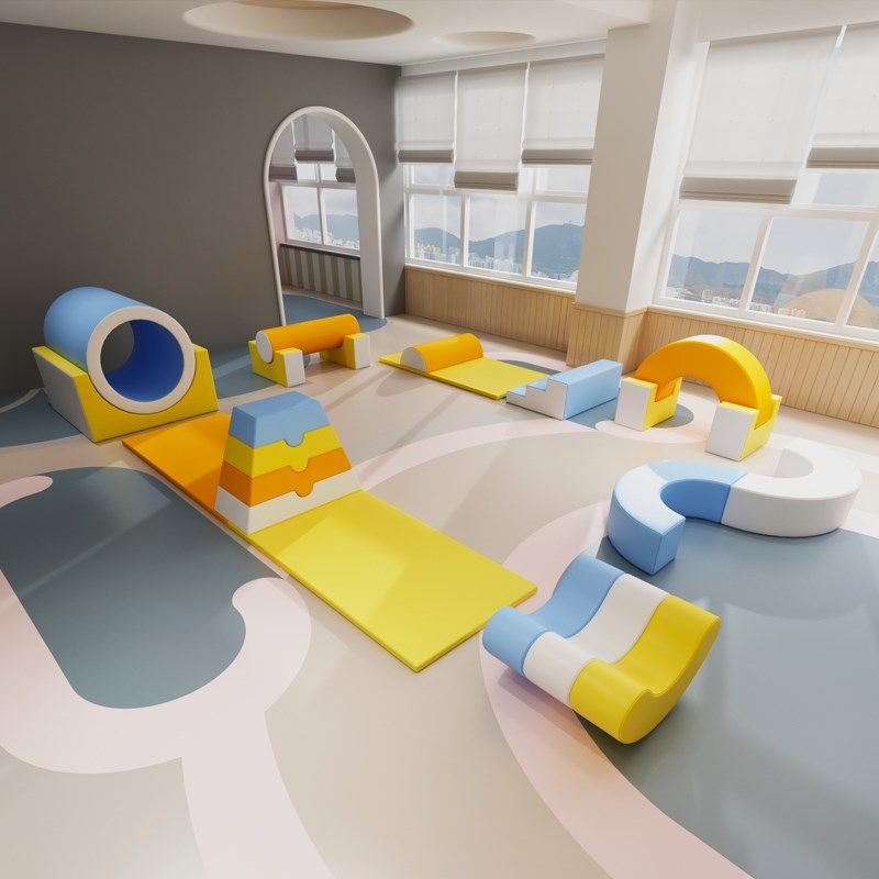 早教中心软体组合室内亲子大厅攀爬玩具宝宝感统训练器材软包爬滑