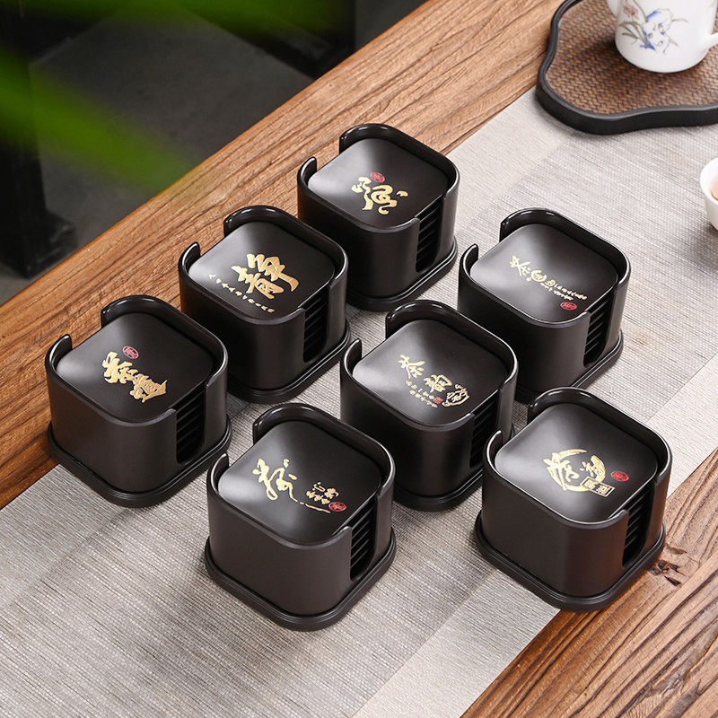 电木杯垫雕刻功夫茶道茶具隔热垫子杯托黑檀木组合套装配件茶杯垫