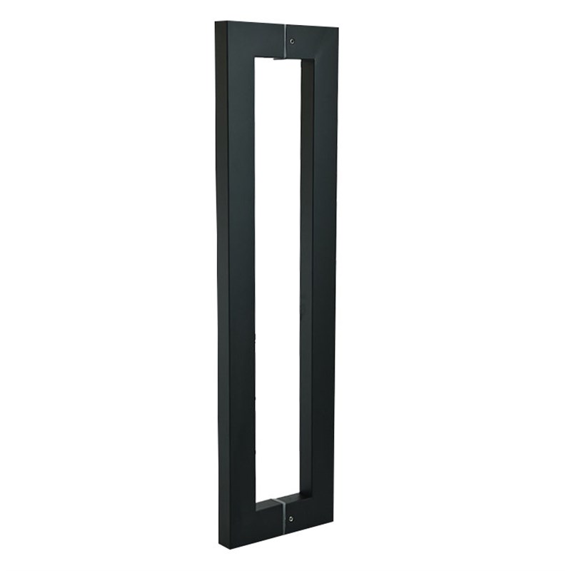 不锈钢黑色方管单弯玻璃门拉手 实木有框门把手 酒店商铺大门扶手