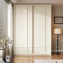 定制实木推拉门衣柜家用卧室现代简约移门小户型骨骼线滑门大衣橱