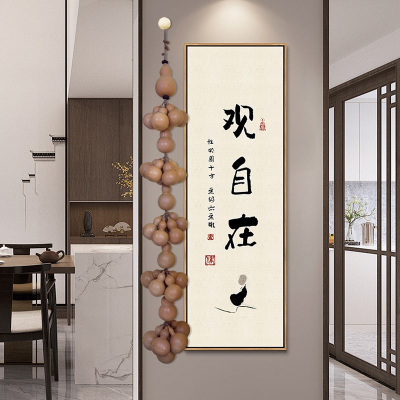 五福临门天然葫芦麻绳创意挂件家居客厅招财摆件福禄吉祥墙壁挂饰