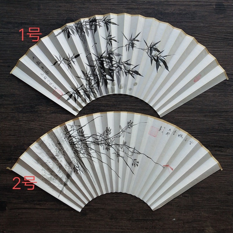 8寸18方折扇适用手绘扇面花鸟墨竹兰草图配书法诗文苏工超薄扇面