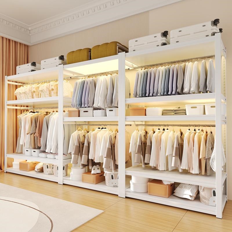 货架衣柜简易组装家用出租房铁艺角钢金属钢制衣柜加厚加粗全钢架