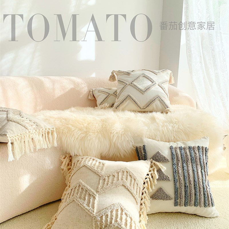圈绒复古摩洛哥民族风抱枕客厅卧室飘窗腰靠垫民宿样板间软装靠背