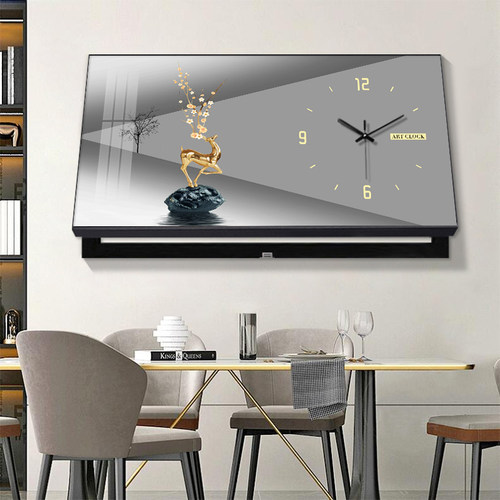 电表箱装饰画带钟表时钟餐厅挂画大尺寸配电闸箱空开关盒遮挡壁画