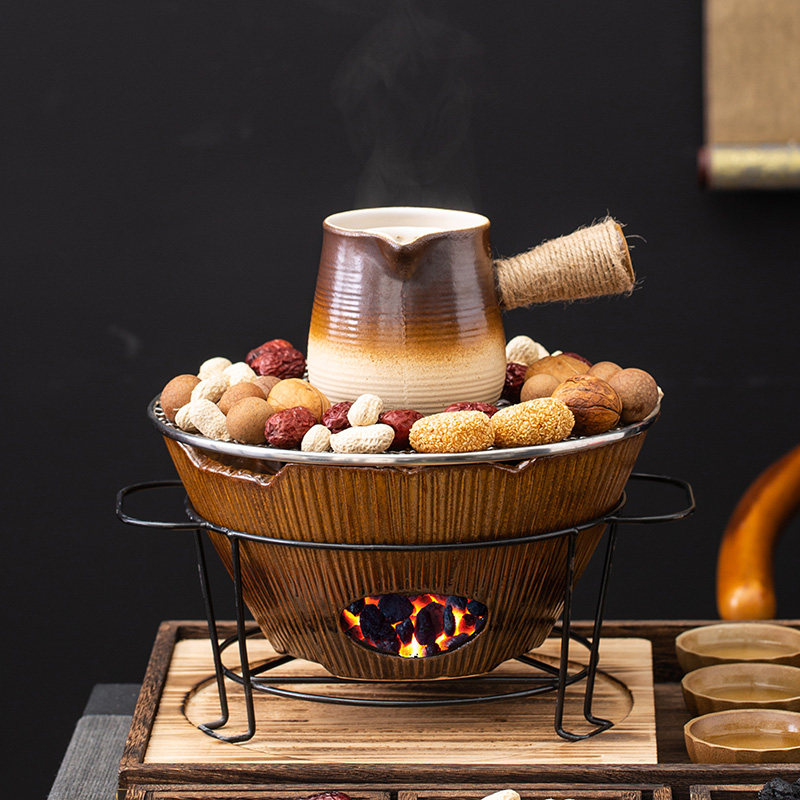 围炉煮茶罐罐茶壶烤奶壶伍德炉木炭炉取暖烤火整套茶点盘茶杯套装