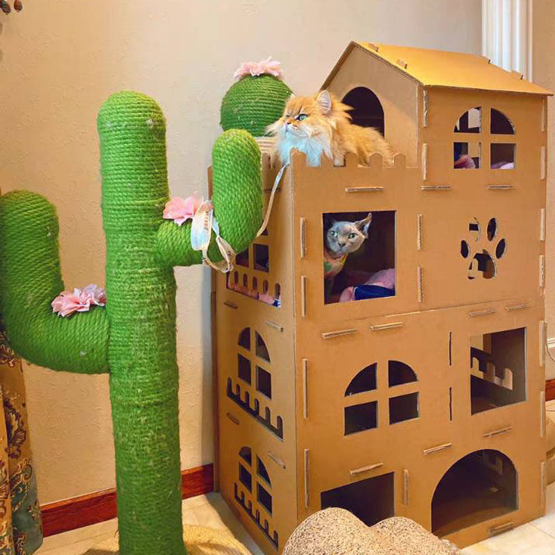 瓦楞纸猫城堡别墅猫抓板猫窝笼猫屋宠物猫咪用品爬架猫房子玩具,宠物/宠物食品及用品,猫爬架,淘宝优惠券,粉丝福利购,淘宝优惠卷