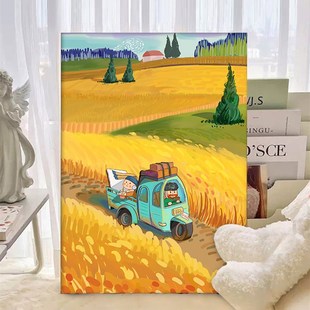 梵高 饰画 田野0基础diy数字油画手绘油彩画丙烯填充治愈减压装