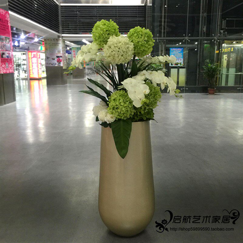 大型玻璃钢落地大花瓶套装欧式客厅玄关酒店售楼部大厅仿真插花艺