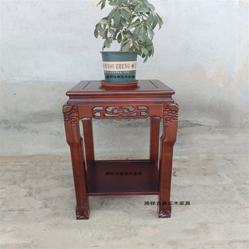 全实木花架榆木客厅盆景桌奇石架鱼缸架电话桌石头底座方桌绿萝架