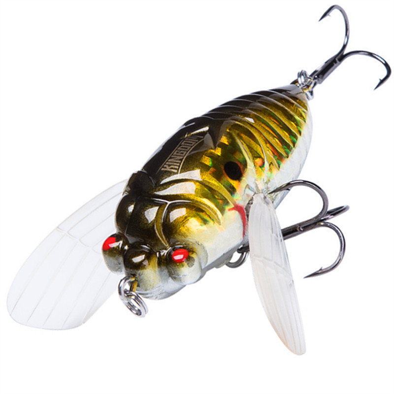 国王昆虫路亚饵浮淡水面系蝉仿生钓翘嘴鲈鱼专用波爬知了路亚假饵