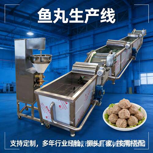 小型鱼丸加工全套生产线全自动墨鱼丸成型蒸煮设备速丸子机成型