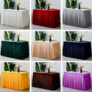 H签约仪式会议桌布展会红色开工大吉抽奖桌套酒店活动纯色婚庆