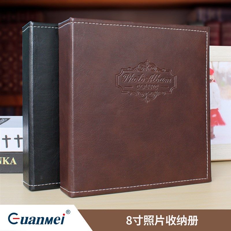 复古皮面手工插页式相册6R8寸100张家庭宝宝儿童成长记录相簿影集