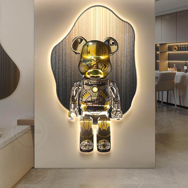 暴力熊酒吧背景墙面LED灯氛围装饰画ktv走廊挂件美发店高级感壁画