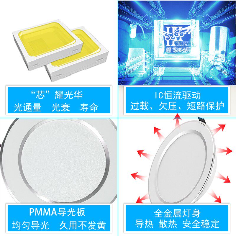开孔26公分筒灯10寸超薄嵌入式天花灯24CM25厘米30W孔灯LED