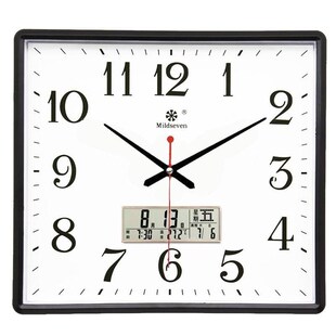 长方形墙挂式闹钟钟表挂钟客厅时钟日历挂墙上墙壁石英钟家用静音