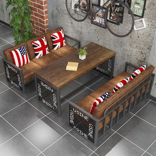 酒吧桌椅组合清吧烧烤店餐厅音乐吧咖啡厅复古工业风铁艺卡座沙发