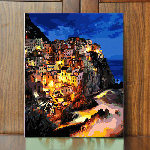 DIY数字油画家居饰品装饰画手绘填色油彩画 挂画 马纳罗拉的夜晚