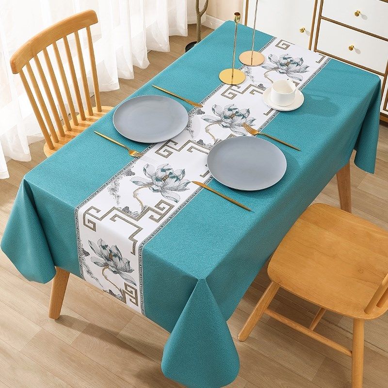 桌布防水防油免洗布艺书桌长方形餐桌布pvc茶几桌垫台布新年防烫