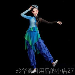 高档逸典舞演出服现代桃李杯一条大河古扇子舞蹈服装女飘独艺考套