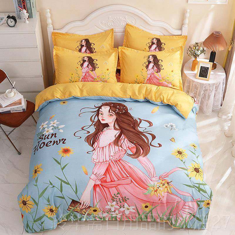 高档公主梦四件套卡通爱床上用品童床单被儿子芯三可件套女孩