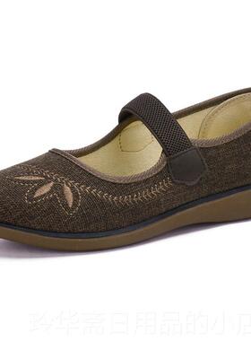 高档春秋老妪老北京布 鞋浅口传统方奶奶鞋黑色单口妈妈鞋大码33