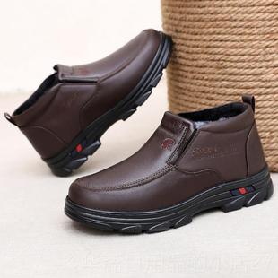 高档老人冬季头老北京布鞋男棉鞋绒加加中厚保暖老年软底防滑老爸