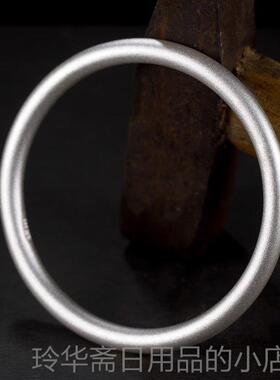 高档九999足银手男款覆乐古传个性磨镯砂手环古法传承承纯银闭口