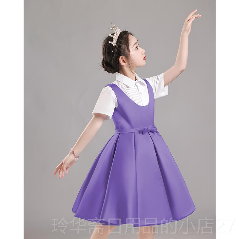 高档儿演合唱演出服女童团体诗歌朗诵服装表主持人演讲礼服夏童季图片