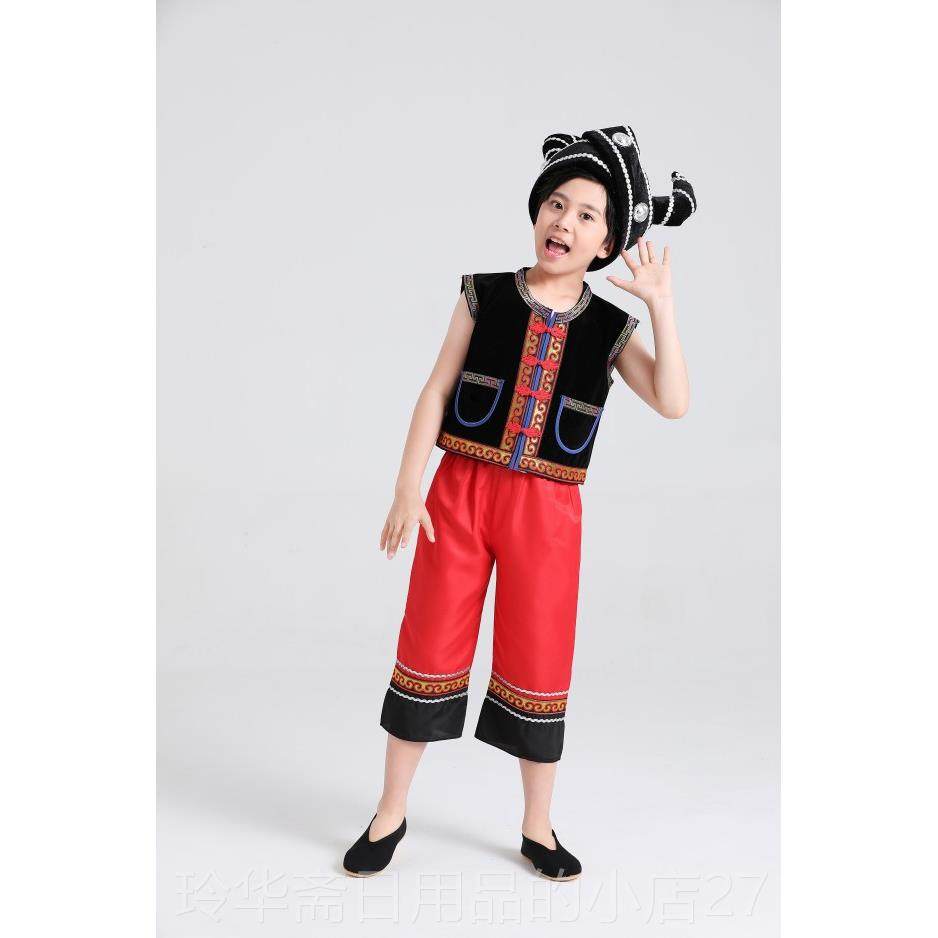 高档六一少儿童彝族舞蹈服装摆开场舞节台表演大服火裙把民族演出