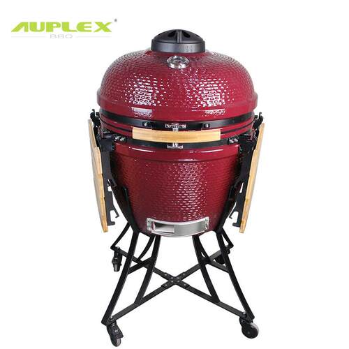 24英寸紫红色陶瓷烧烤炉 酒店别墅商用烟熏炉欧美户外聚会BBQ烧烤